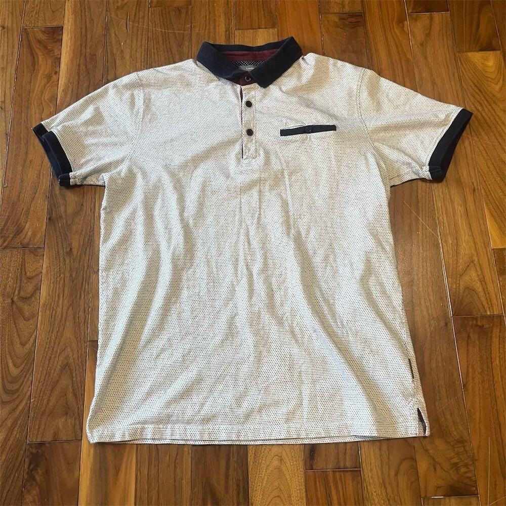 Peter Werth Men's Dot Polo Shirt White Accents Size M